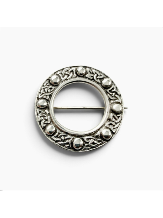 Vintage Jewelry - Vintage Scottish Sterling Silver Celtic Brooch Robert Allison RA Iona Style